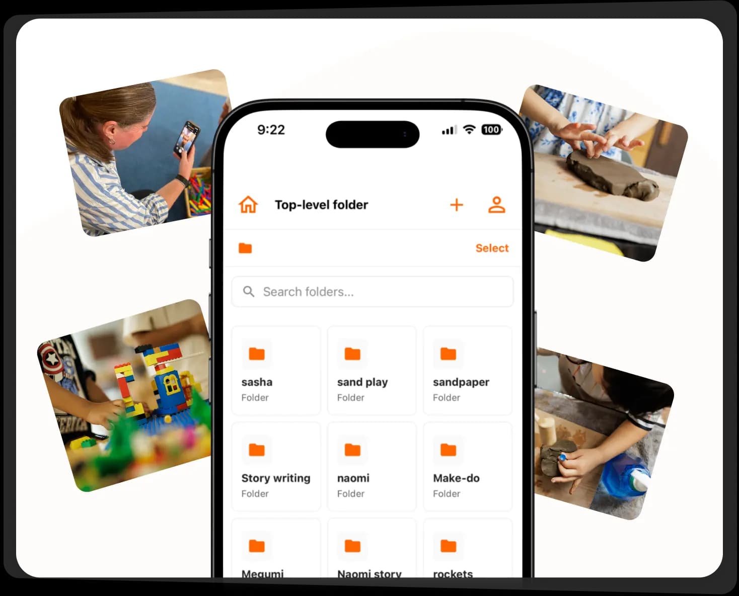 Sorone Mobile App Mockup with photo cards